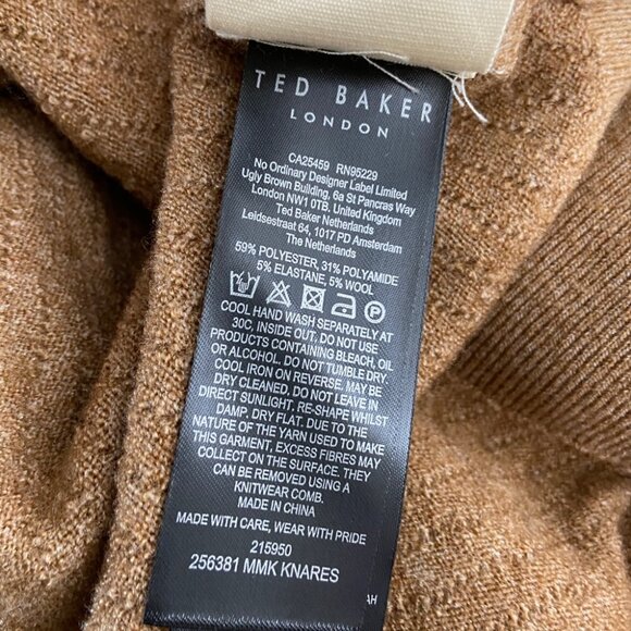 New Ted Baker Textured Crew Neck Sweater in Tan - Picture 7 of 10